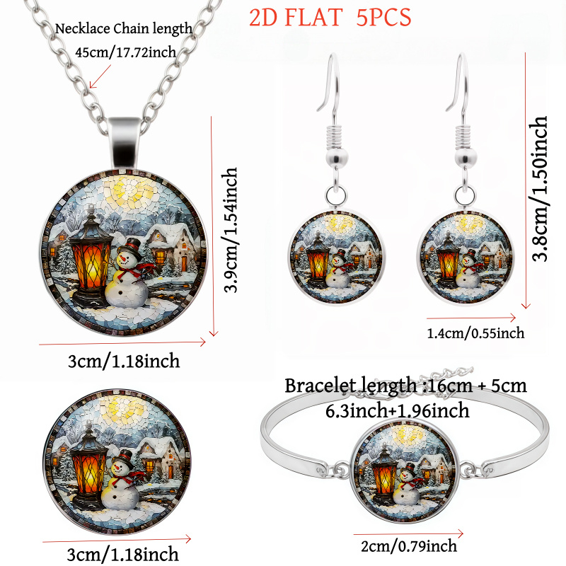 5pc Christmas Snowman & Lantern-Themed Ladies' Jewellery Set, Gift Ready